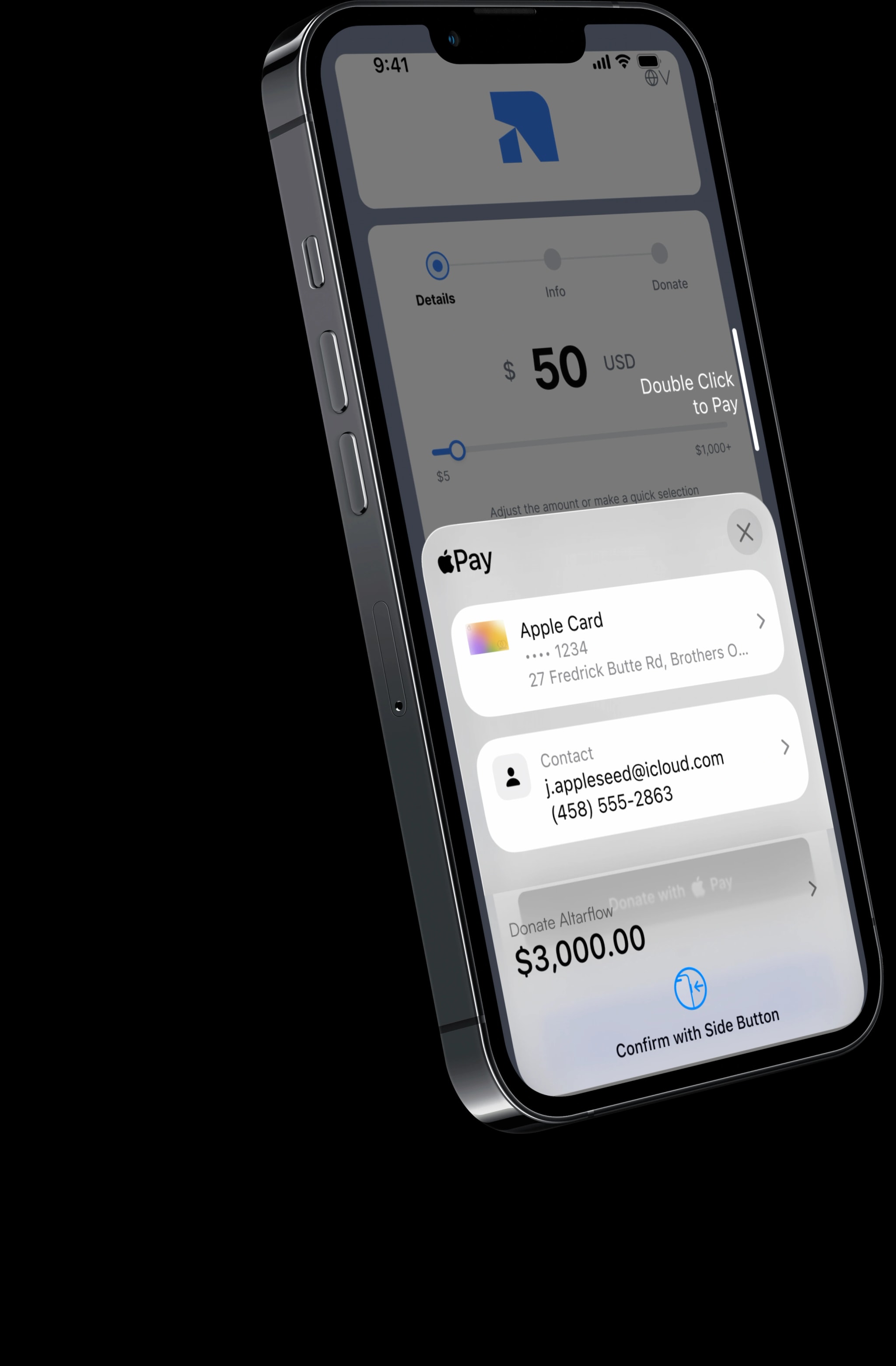 Altarflow Apple Pay donation flow